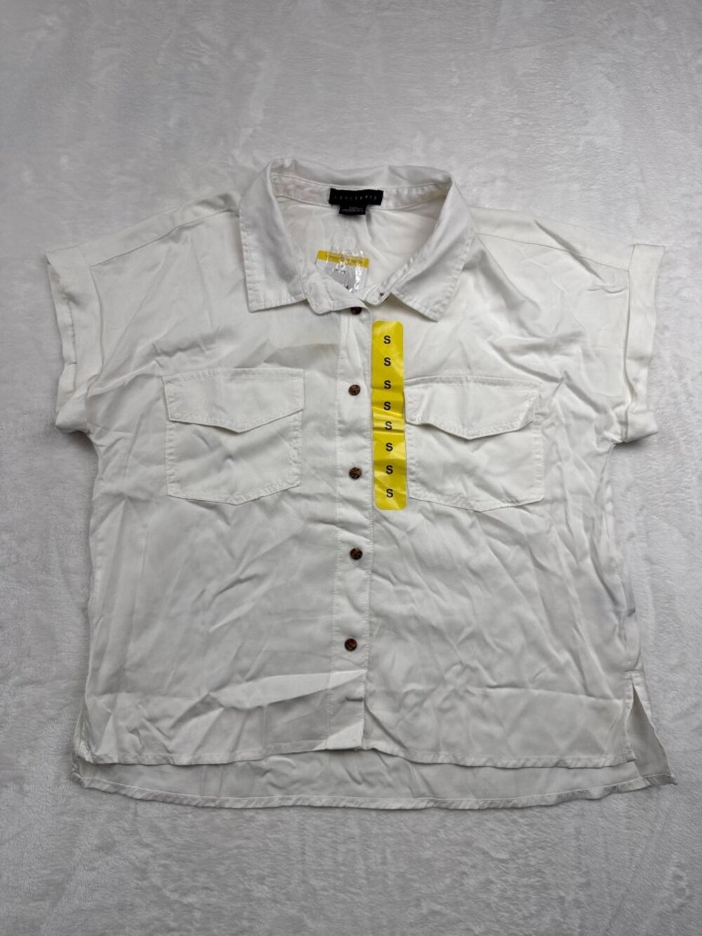 Sanctuary Womens Soft Powder Button-Down Shirt With Front Pockets Size Small Lig